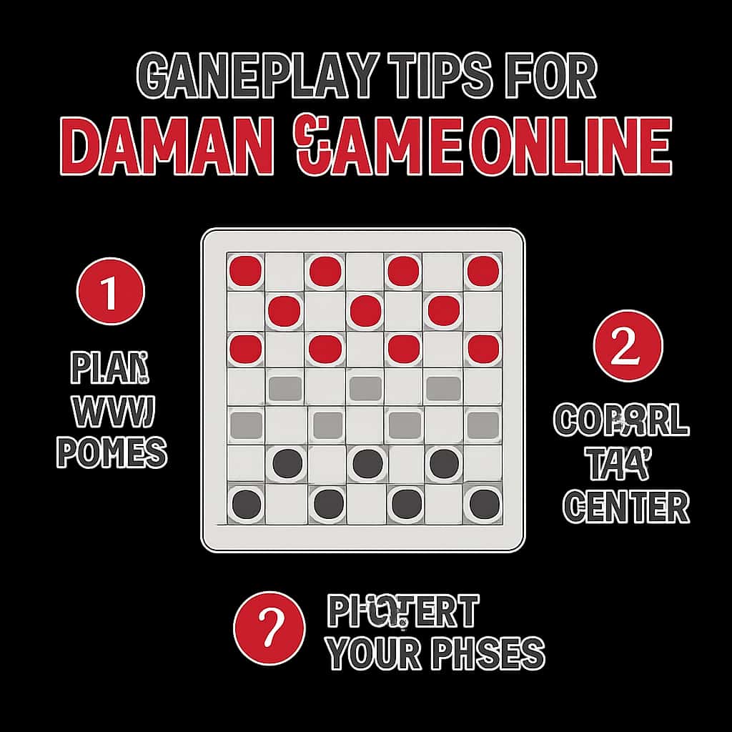 An educational diagram showing various gameplay tips for Daman Game Online.