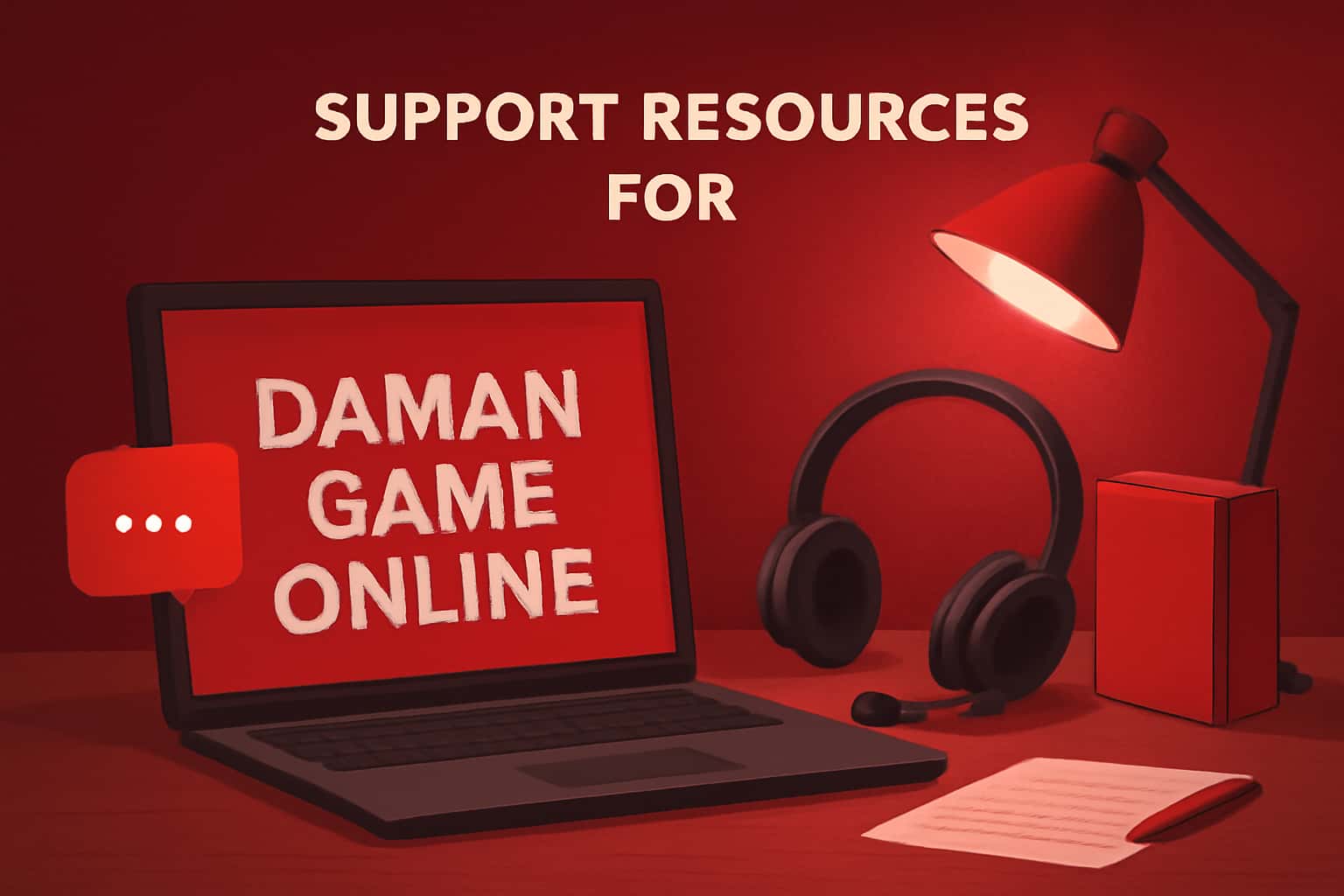 An informational graphic about support resources for Daman Game Online.