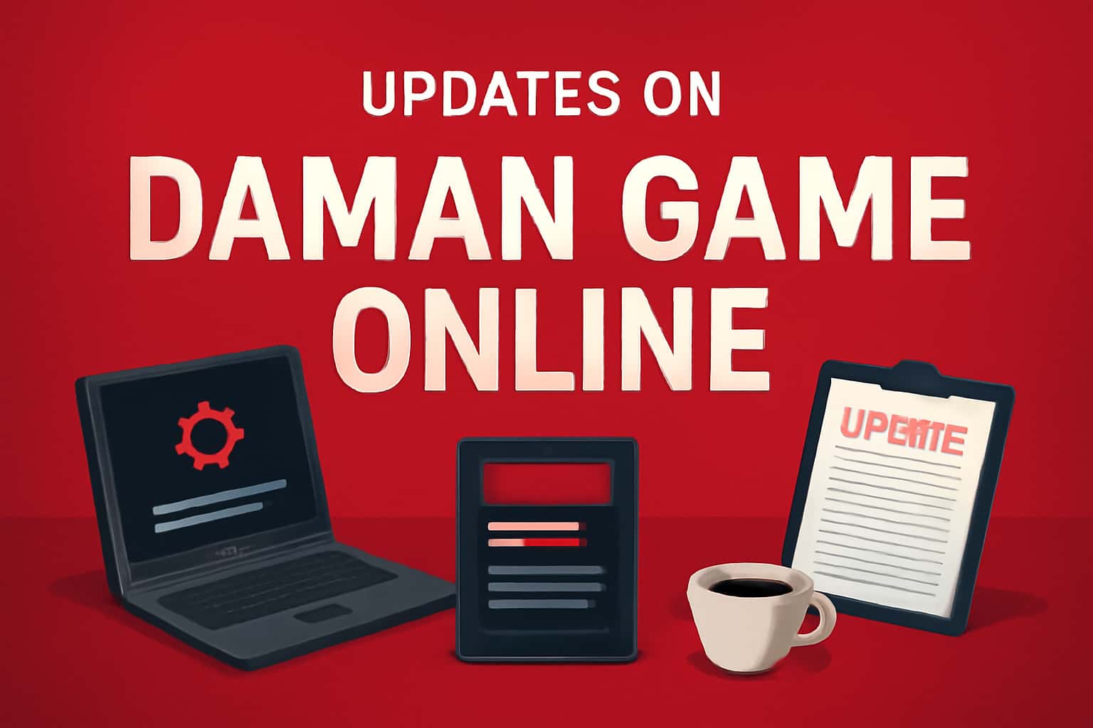 An informational scene showcasing updates on Daman Game Online features.