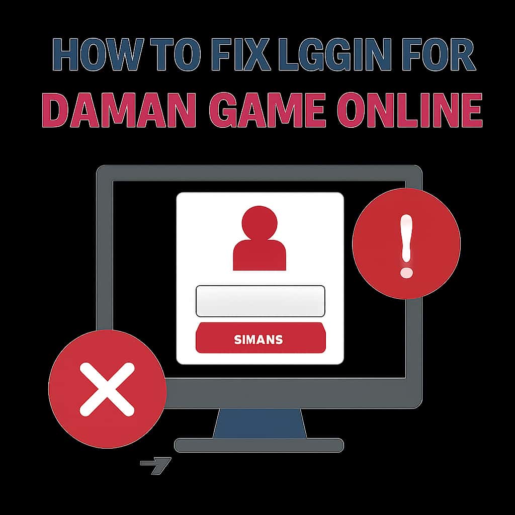 Illustration of troubleshooting steps for Daman Game Online login.